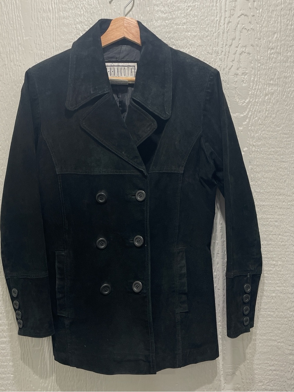 Vintage 1990s Black Suede Peacoat